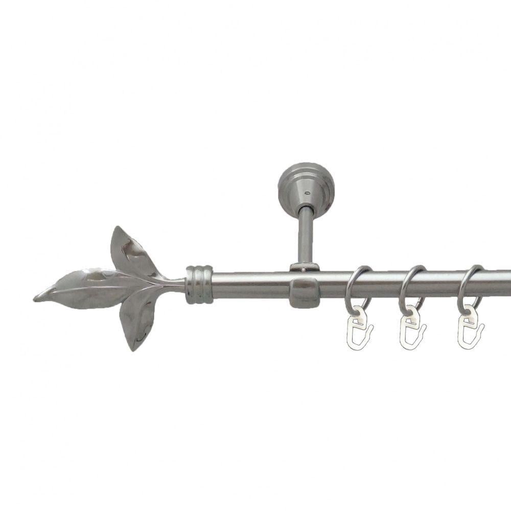 Карниз металлический Orvit Лист Лилии однорядный открытый/гладкая труба/кольцо металлическое Нержавеющая Сталь 16 мм 200 см (5503025)