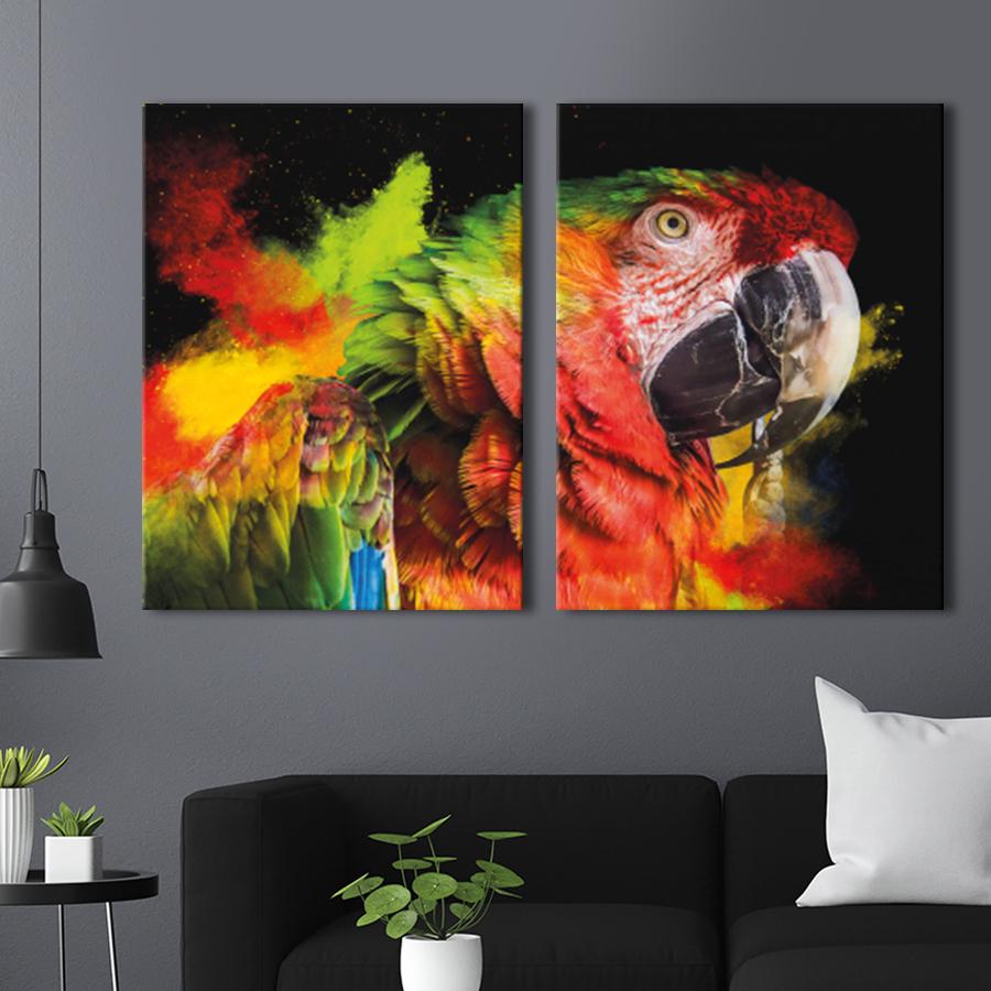 Модульная картина на холсте диптих Попугай Ара 79x50 см (MK21224)