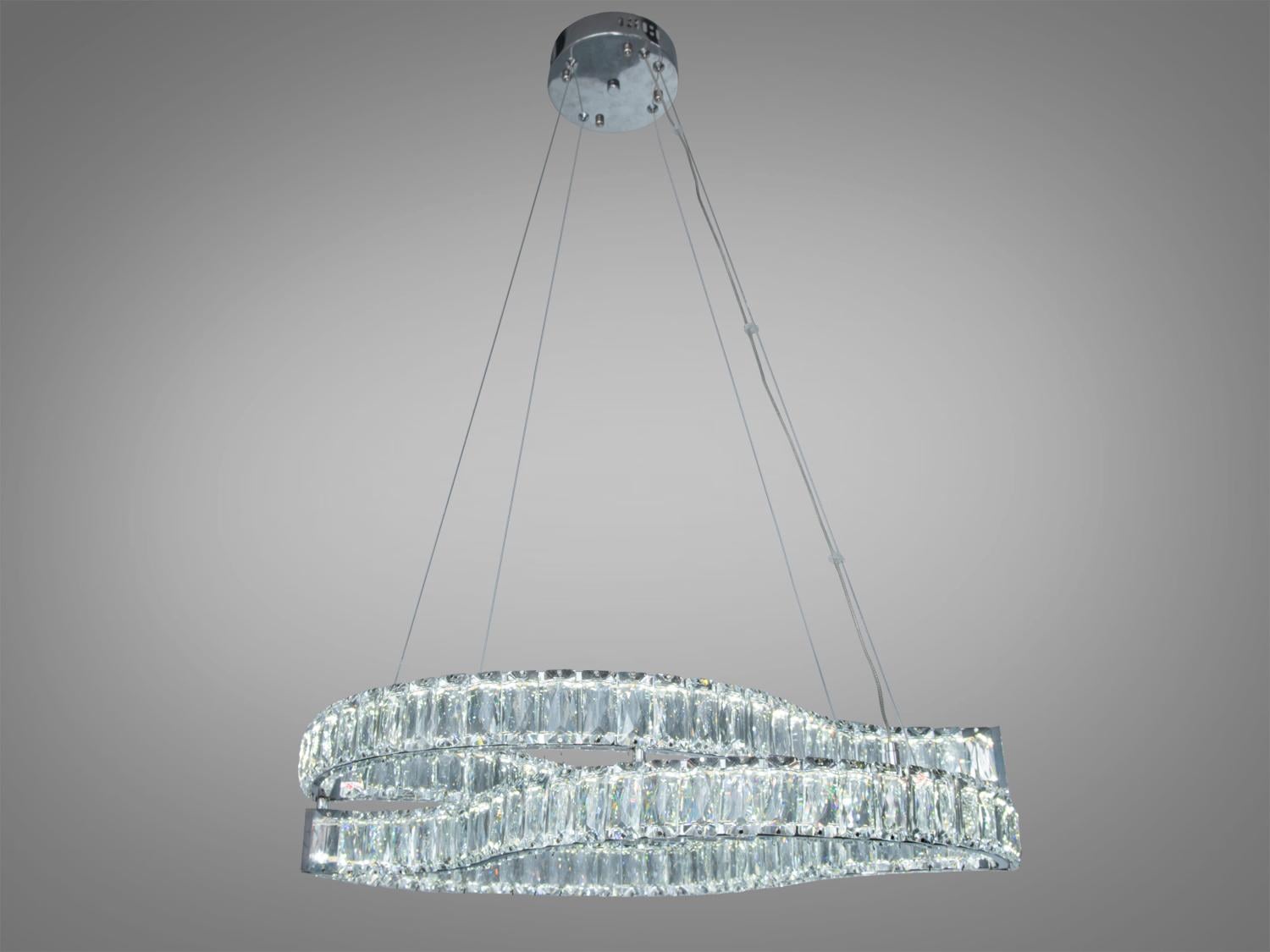 Подвес светодиодный хрустальный 86 Вт с пультом хром (D8920/600x400CH)