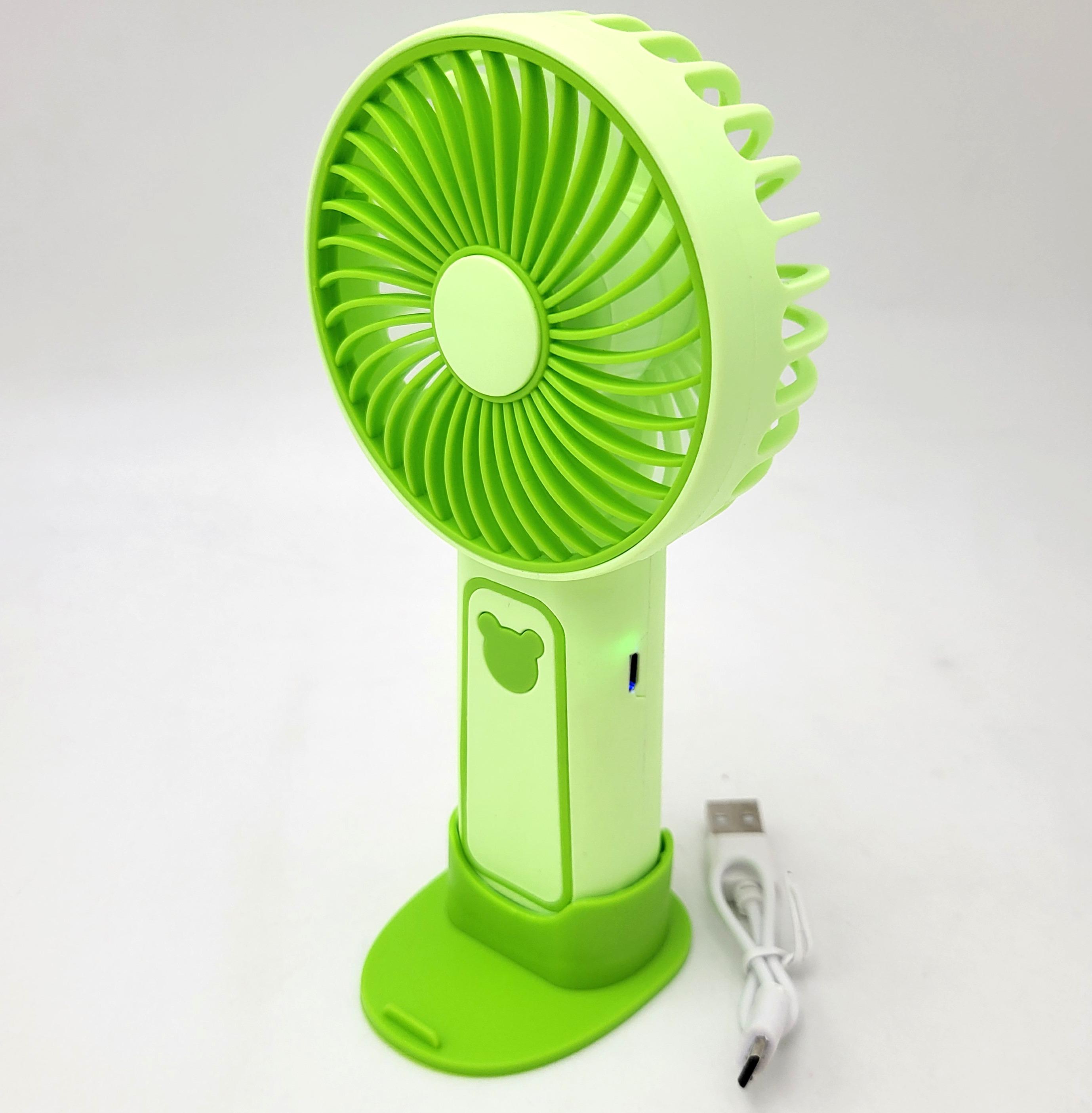 Вентилятор аккумуляторный Handy Mini Fan с LED индикацией мини с ручкой USB 10 см Зеленый