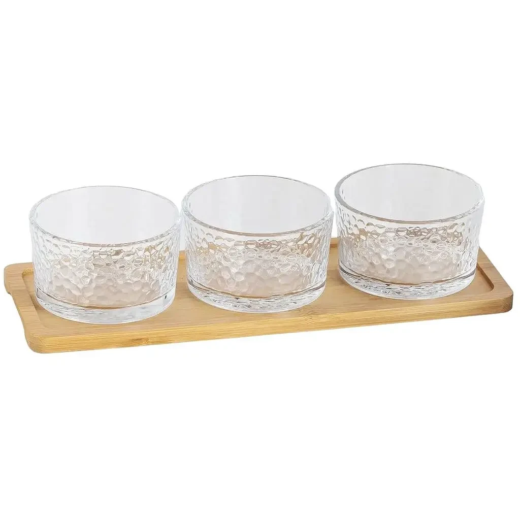 Набір салатників Viva Bamboo на бамбуковій підставці 4/R 200 мл 3 шт. Прозорий (2572661627) Набір салатників Viva Bamboo на бамбуковій підставці 4/R 200 мл 3 шт. Прозорий (2572661627)