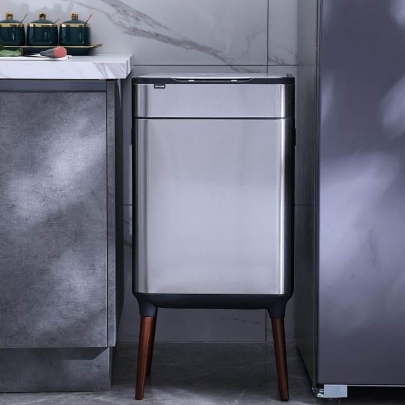 Відро для сміття сенсорне JAH на ніжках з внутрішнім відром 40 л Металік - фото 6