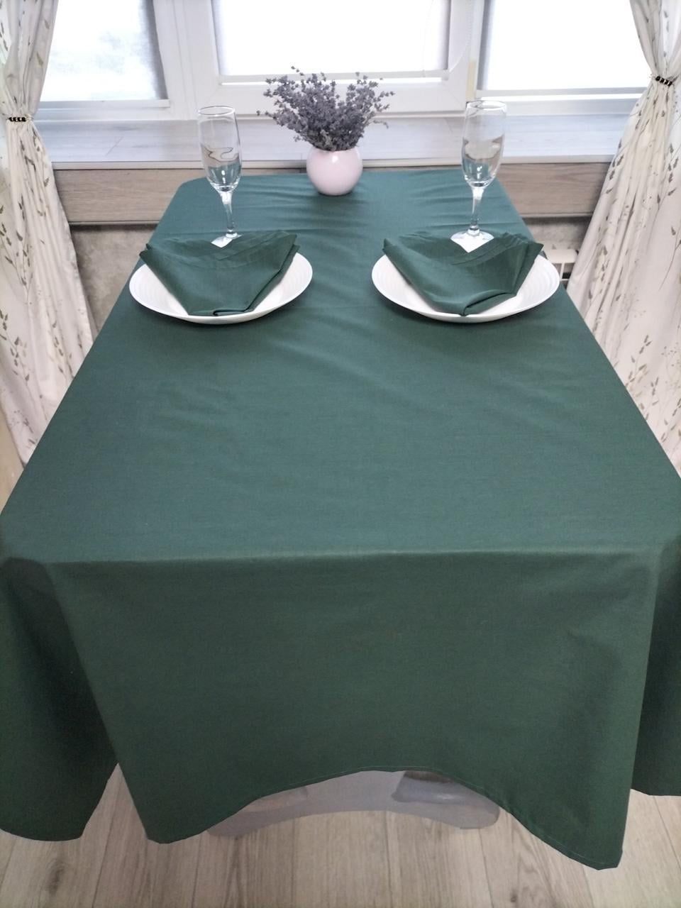 Скатерть хлопковая 110x160 см Изумрудный (СК002)