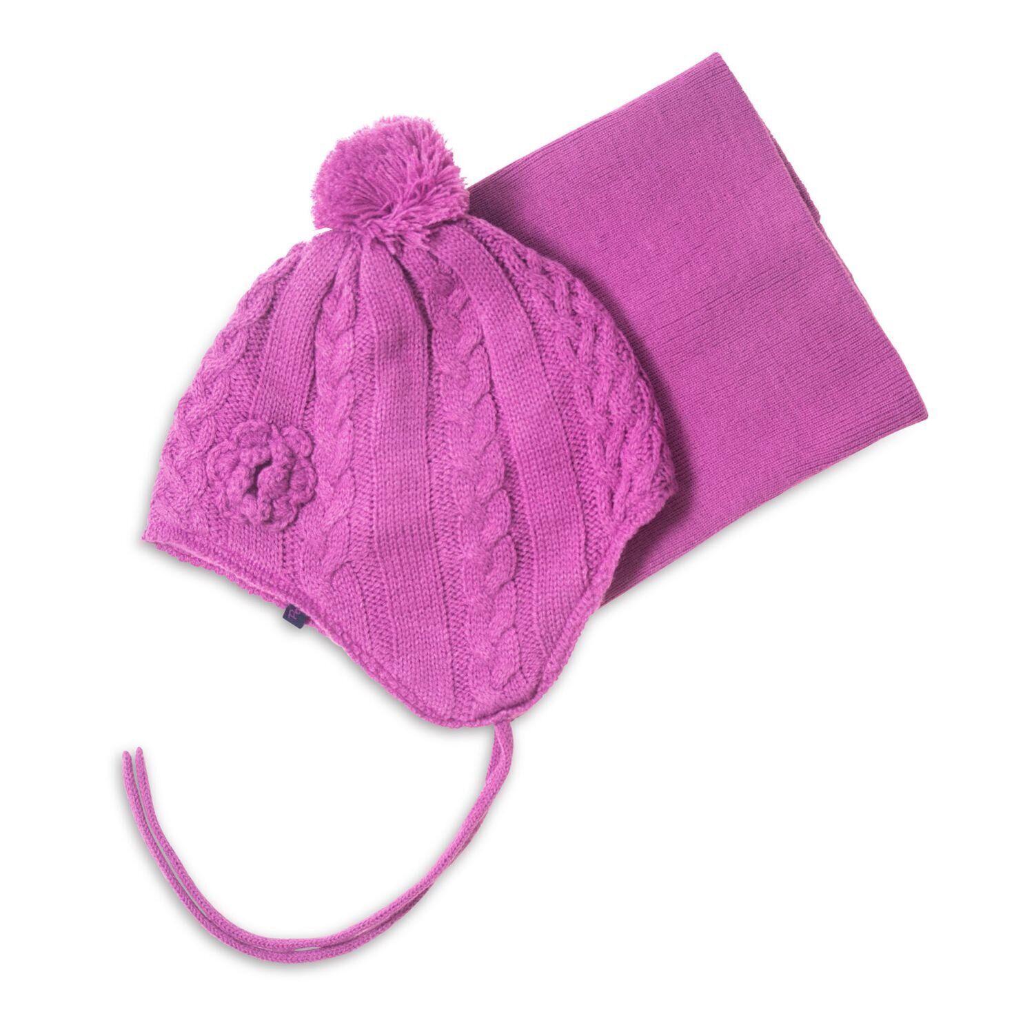 Шапка с баффом вязаные для девочки Peluche&Tartine F18ACC52EF зимние 50-52 см Лавандовый (F18ACC52EF-Crocusmauve-3/5)