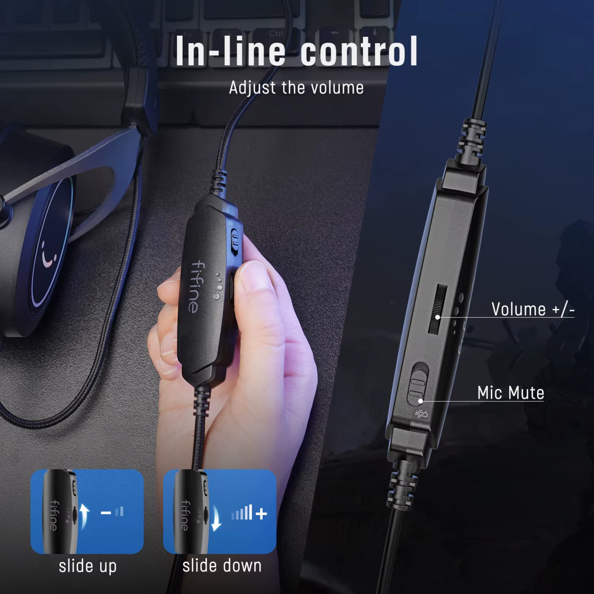 Гарнитура игровая FIFINE H3 с динамической RGB-подсветкой/микрофоном/встроенным управлением для ПК/PS4/PS5/Xbox/ноутбуков Black (25860502) - фото 3 Гарнитура игровая FIFINE H3 с динамической RGB-подсветкой/микрофоном/встроенным управлением для ПК/PS4/PS5/Xbox/ноутбуков Black (25860502) - фото 3