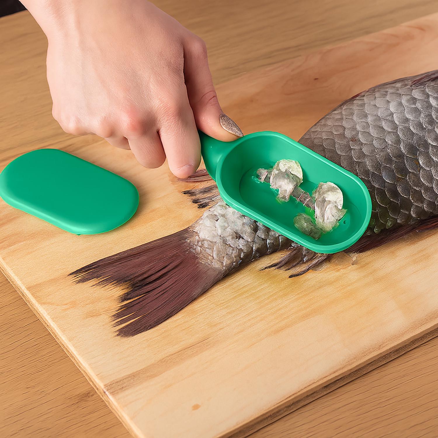 Рыбочистка пластиковая с контейнером 20 см Зеленый - фото 7