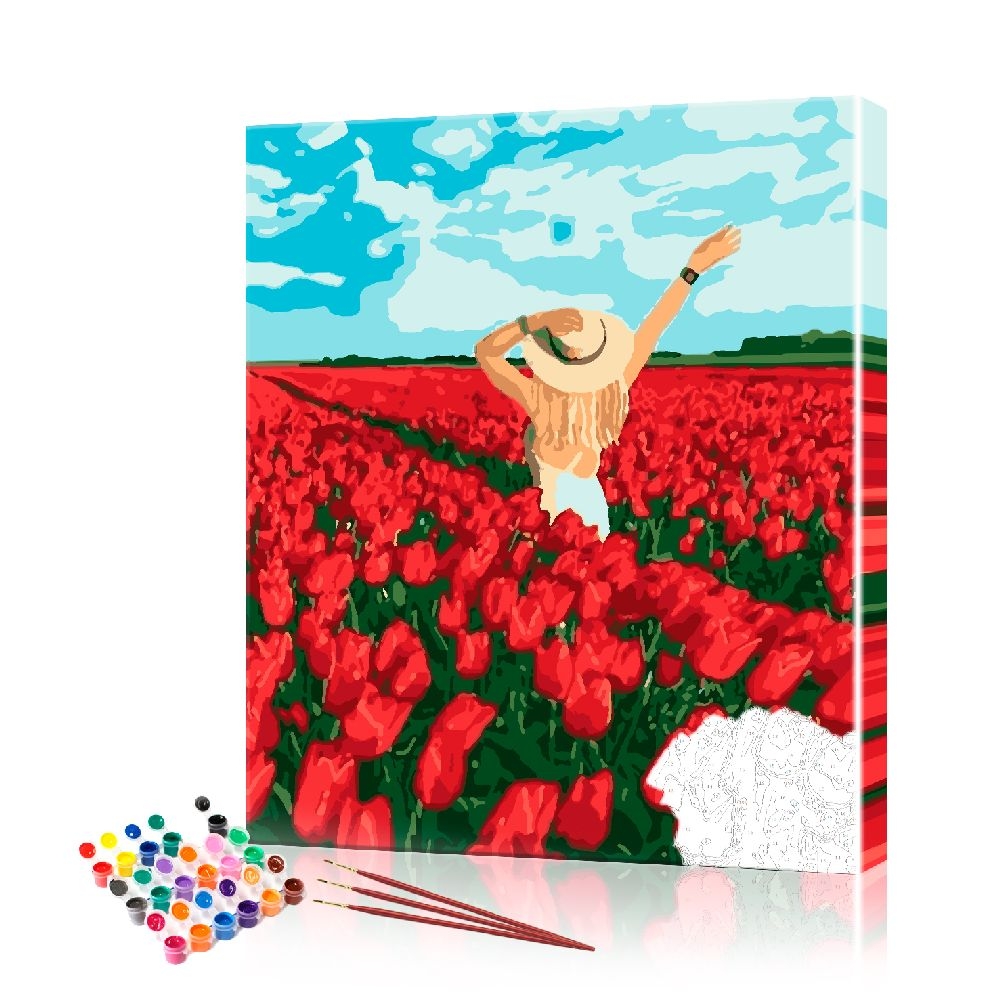 Картина по номерам ArtSale Девушка в тюльпанах PBN0871 40х50 см