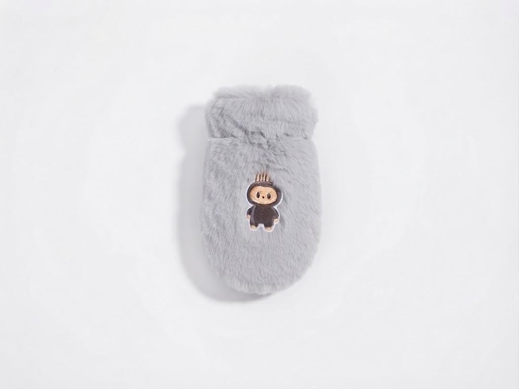 Перчатки детские норковые зимние one sise Серый (LABUBU-L03)