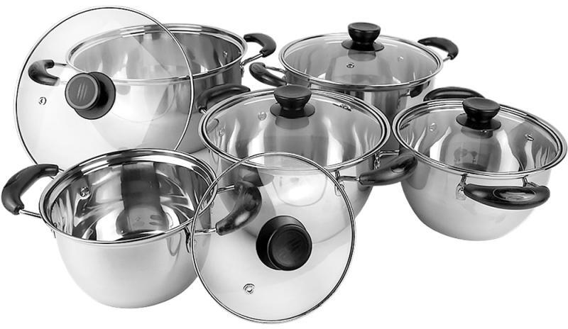 Набор кастрюль Ofenbach Hamburg из нержавеющей стали со стеклянными крышками 1/1,5/2/3/4 л - фото 2