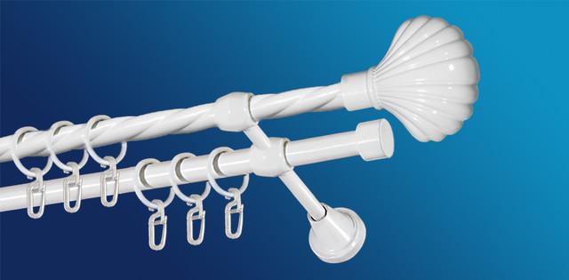 Карниз для штори Plastidea Мушля металевий кручений подвійний з гачками D 16/16 мм 140 см Білий Карниз для штори Plastidea Мушля металевий кручений подвійний з гачками D 16/16 мм 140 см Білий