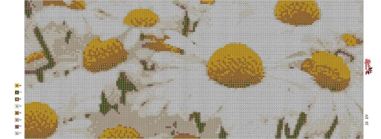 Алмазна вишивка Польові ромашки повна викладка 5D 53x26 см (1770642946)