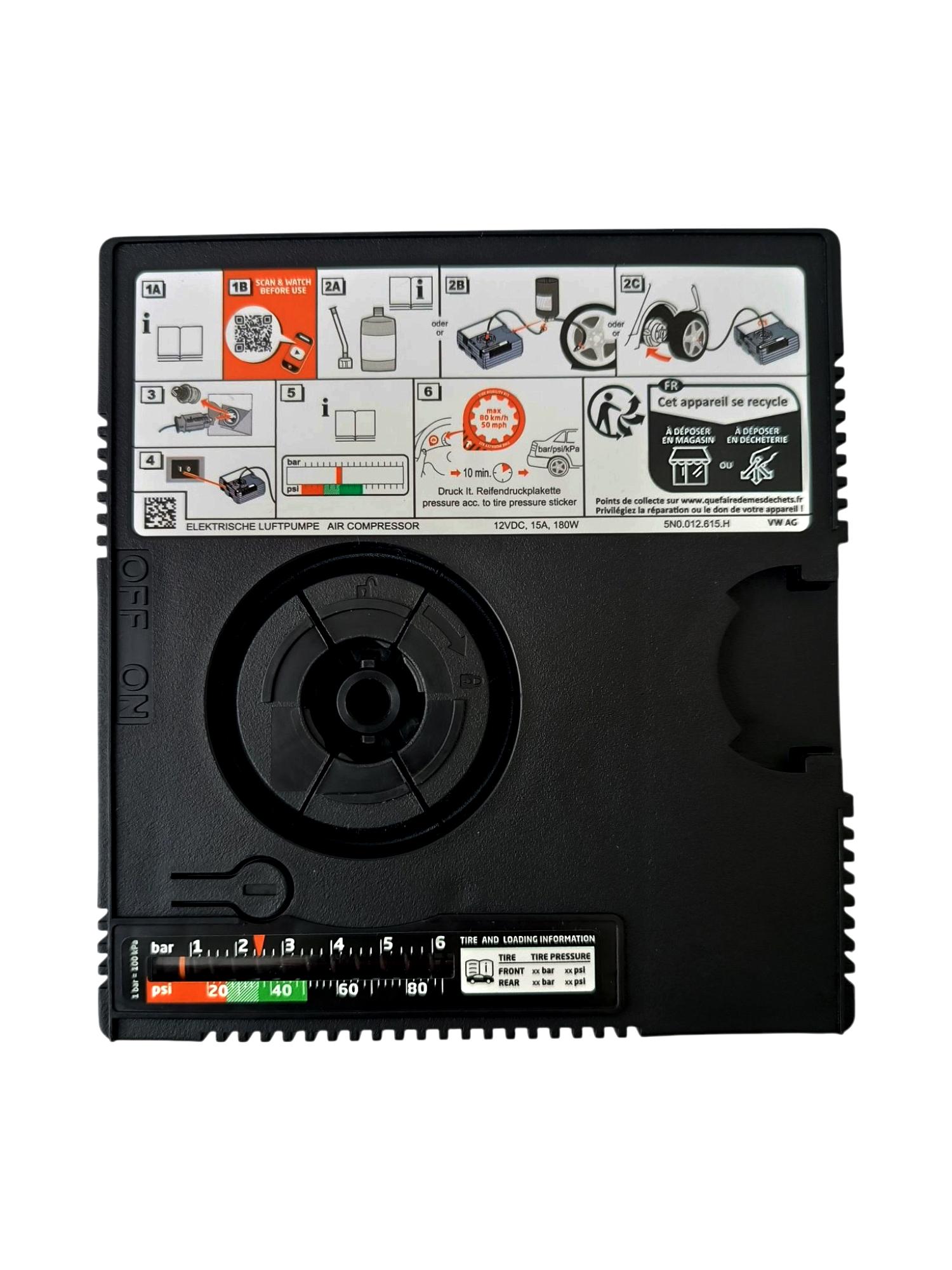 Штатный компрессор для подкачивания и ремонта шин VAG 5N0012615H OEM Aircom (5N0.012.615.H) Штатный компрессор для подкачивания и ремонта шин VAG 5N0012615H OEM Aircom (5N0.012.615.H)