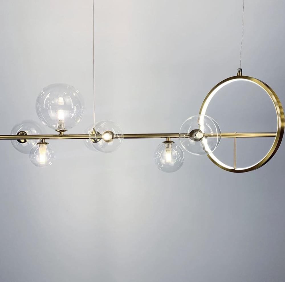 Світильник дизайнерський рейковий на 7 плафонів 90 см (AT 33 AB) - фото 4 Світильник дизайнерський рейковий на 7 плафонів 90 см (AT 33 AB) - фото 4