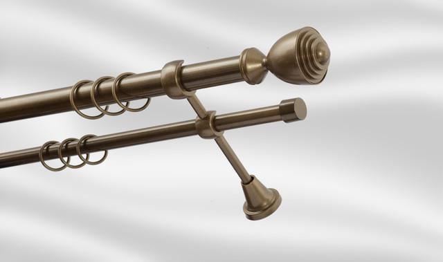 Карниз для штори Plastidea Палаціо металевий подвійний з гачками D 25-16 мм 300 см Антик Карниз для штори Plastidea Палаціо металевий подвійний з гачками D 25-16 мм 300 см Антик