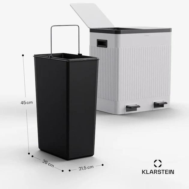 Мусорный бак KLARSTEIN Grama 40 л Белый (10045368) - фото 2 Мусорный бак KLARSTEIN Grama 40 л Белый (10045368) - фото 2