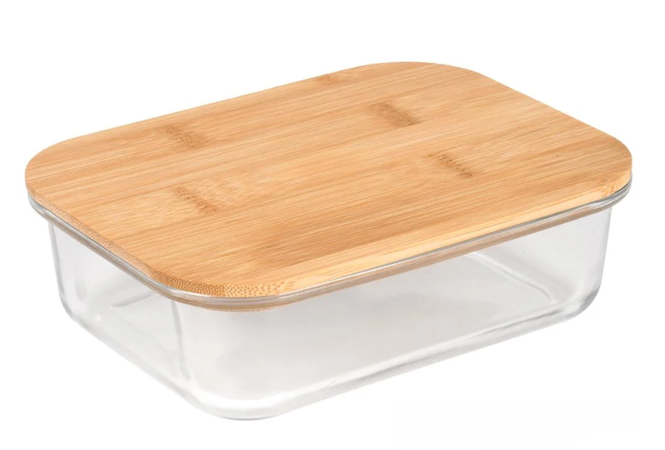 Контейнер стекло с бамбуковой крышкой Rectangle 640 мл (R36331-M)