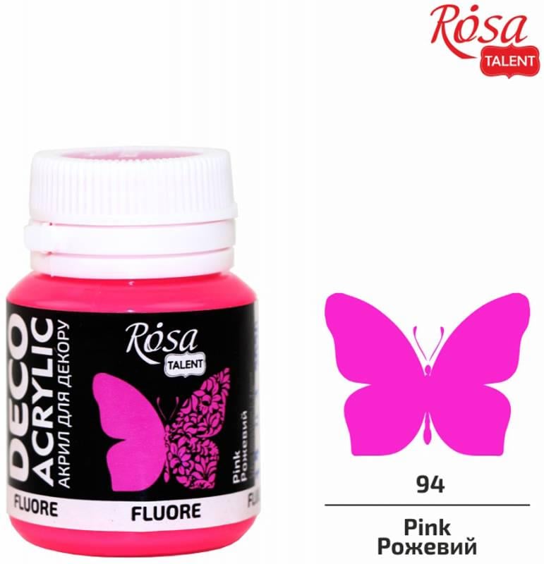 Акриловая краска ROSA Talent флуоресцентная баночка 20 мл Розовый (323060194)