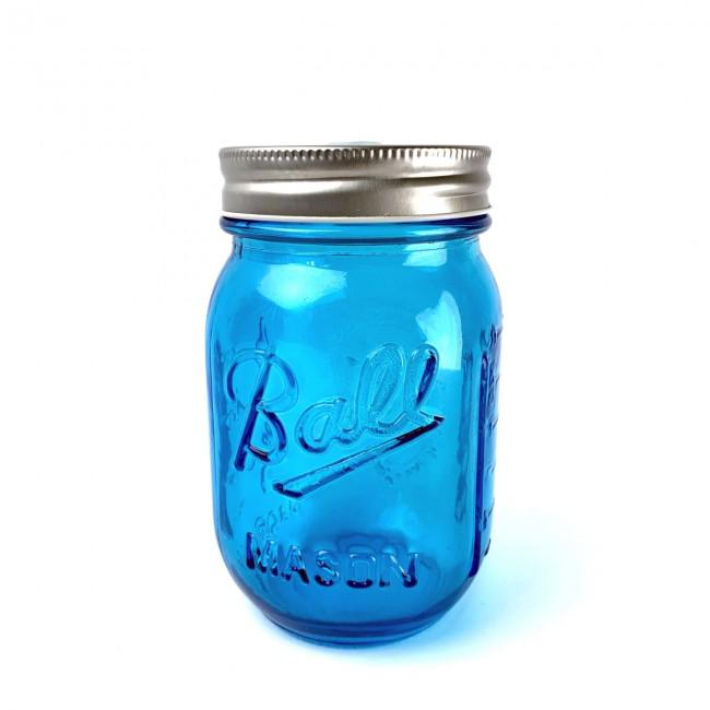 Банка Ball Mason Jars с трубочкой и 2 крышками 400 мл Голубой (401940)
