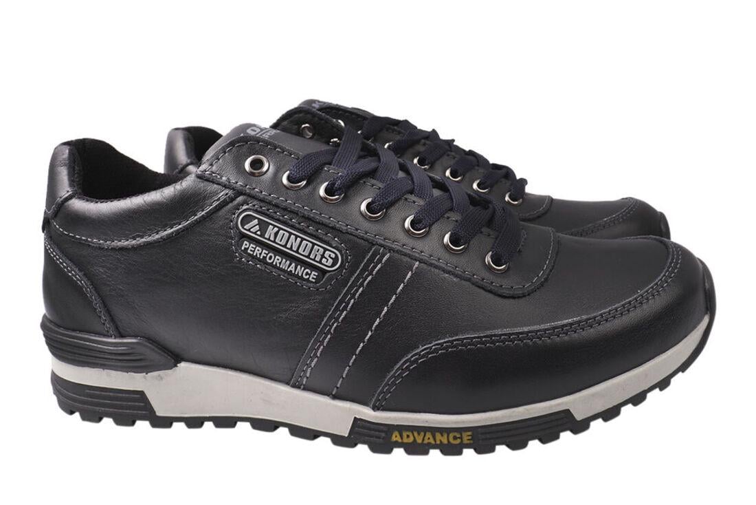 Кроссовки мужские Konors из кожи на низком ходу на шнуровке р. 40 Синий (524-21DTS)