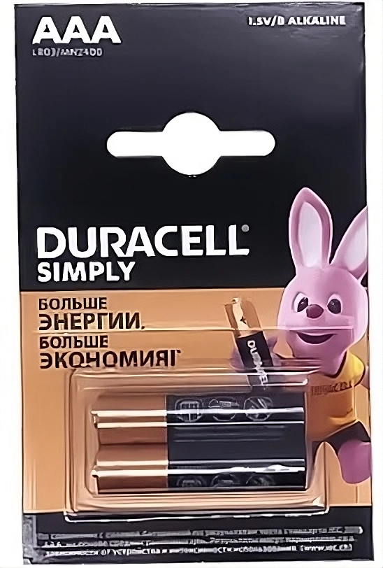 Батарейки Duracell Simply AAA щелочные 1,5 V LR6 2 шт. (13510163)