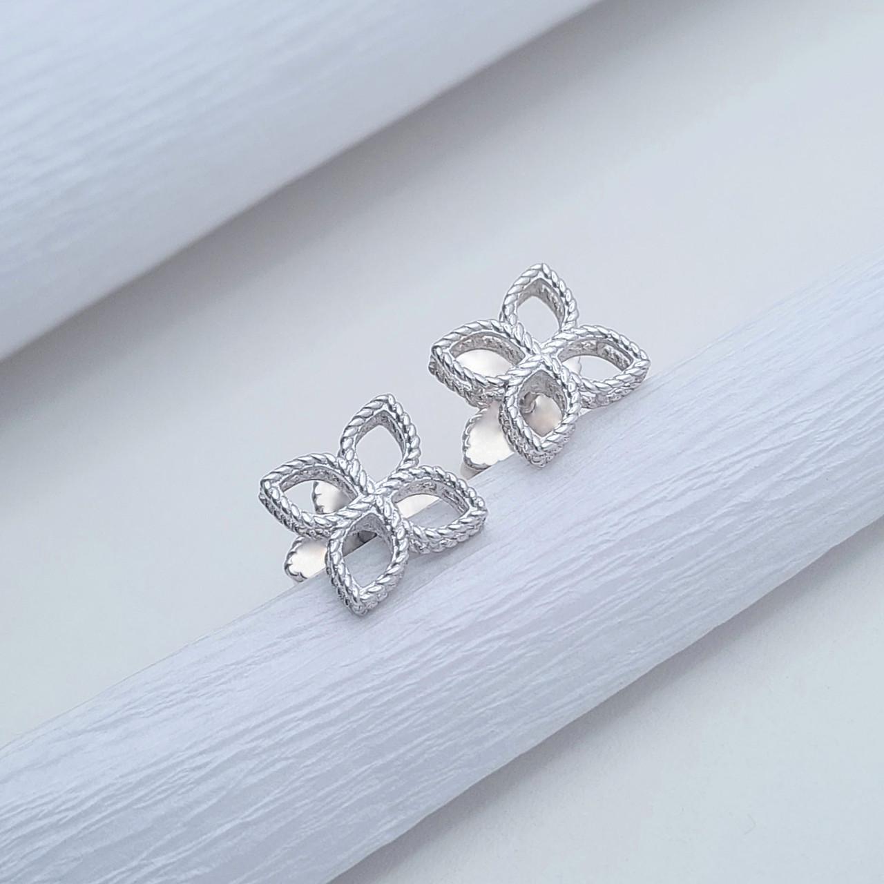 Серебряные серьги пусеты Ажур (2218380758)