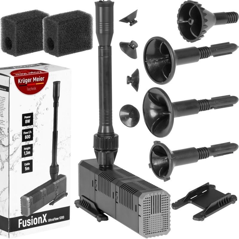 Насос-фонтан Kruger Meier FusionX 1200 с двойным фильтром для декоративного пруда 3в1 600 л/ч (KM-CHJ-603) - фото 5 Насос-фонтан Kruger Meier FusionX 1200 с двойным фильтром для декоративного пруда 3в1 600 л/ч (KM-CHJ-603) - фото 5