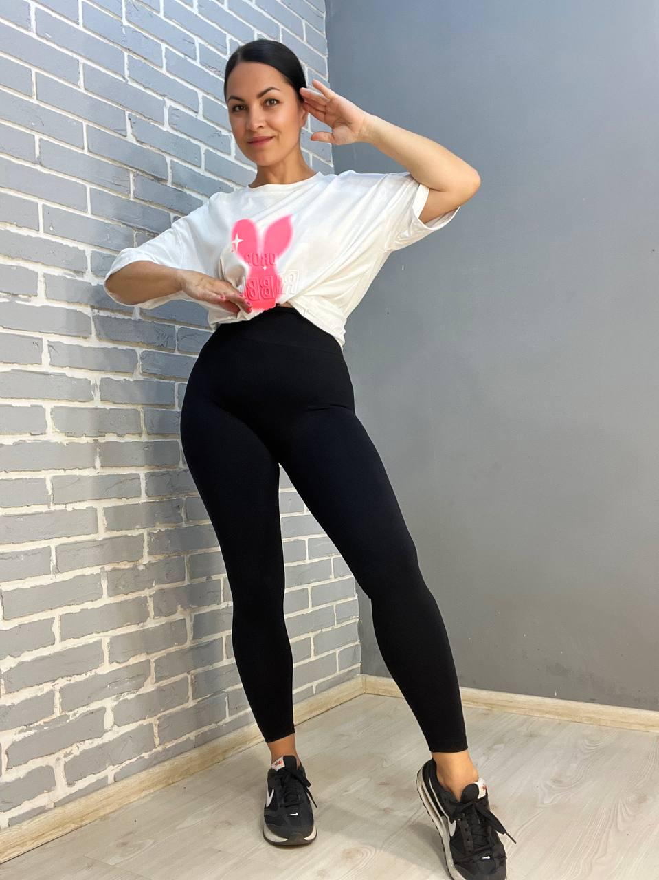 Лосини жіночі LADY HUREM 16312 однотонні пуш-ап фітнес утягуючий пояс S-M Чорний (2206) - фото 9