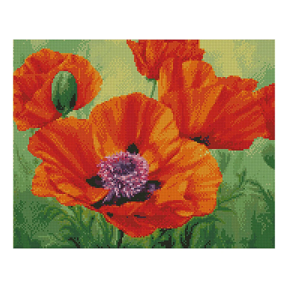 Алмазная мозаика Strateg Цветы Цветущий мак 40х50 см холст на подрамнике (FA11091-mt)