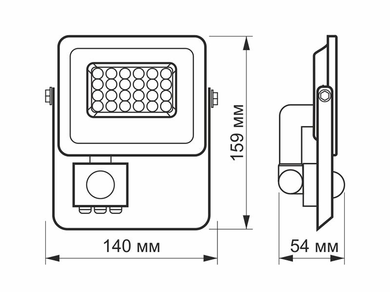 Прожектор светодиодный Videx F2e VL-F2e205W-S с датчиком движения и освещенности 20W 5000K 220 V IP65 (7346) - фото 6 Прожектор светодиодный Videx F2e VL-F2e205W-S с датчиком движения и освещенности 20W 5000K 220 V IP65 (7346) - фото 6