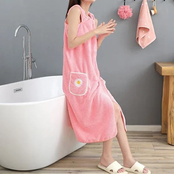 Полотенце-халат женский флисовый Розовый (Y00660-3) - фото 2 Полотенце-халат женский флисовый Розовый (Y00660-3) - фото 2