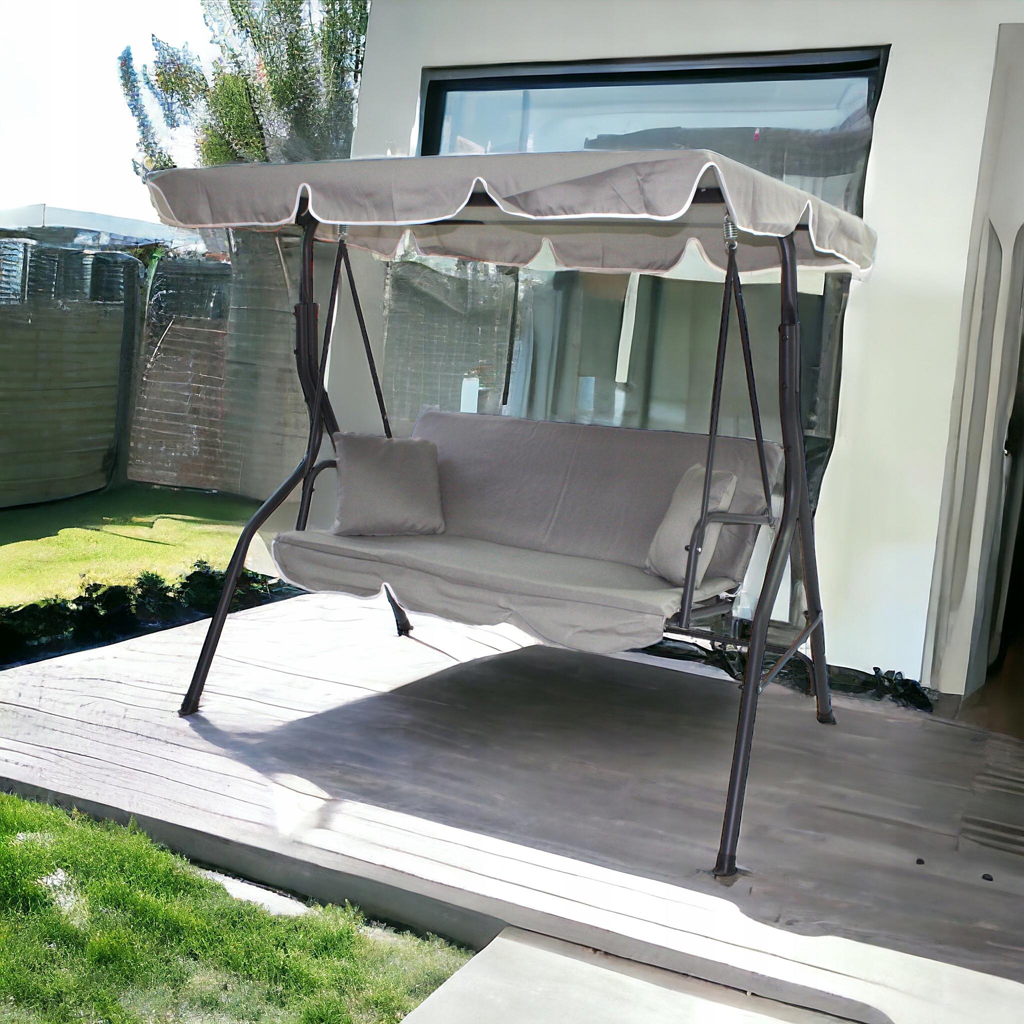 Садовые качели IdealGarden MAS-4003A 3-х местные Светло-серый (17181424) - фото 2