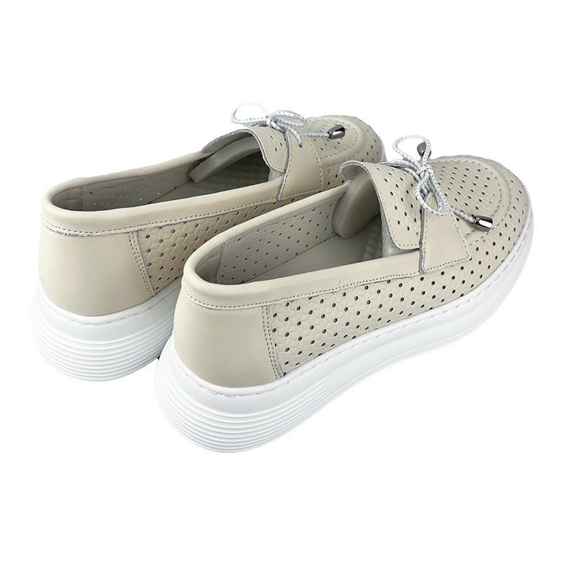 Лофери жіночі перфорована шкіра 7057-6 p. 37 23,5-24 см Бежевий - фото 4 Лофери жіночі перфорована шкіра 7057-6 p. 37 23,5-24 см Бежевий - фото 4