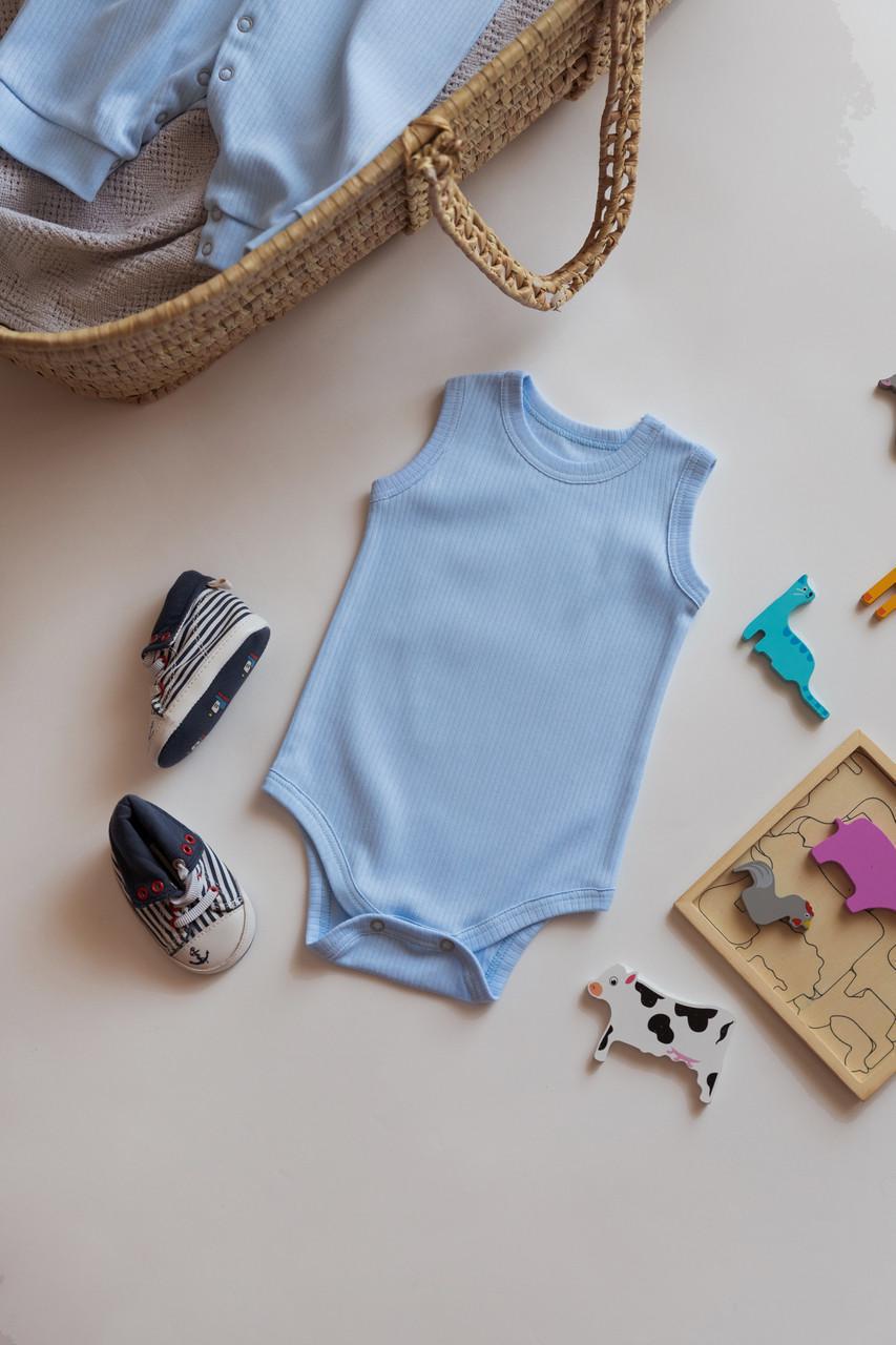 Боди-майка детская интерлок рубчик 68 см Голубой (2685890860)