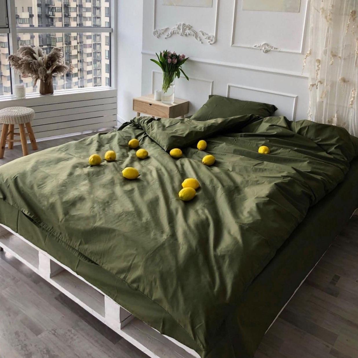 Комплект постельного белья полуторный поплин Lux Хаки (1610520085)