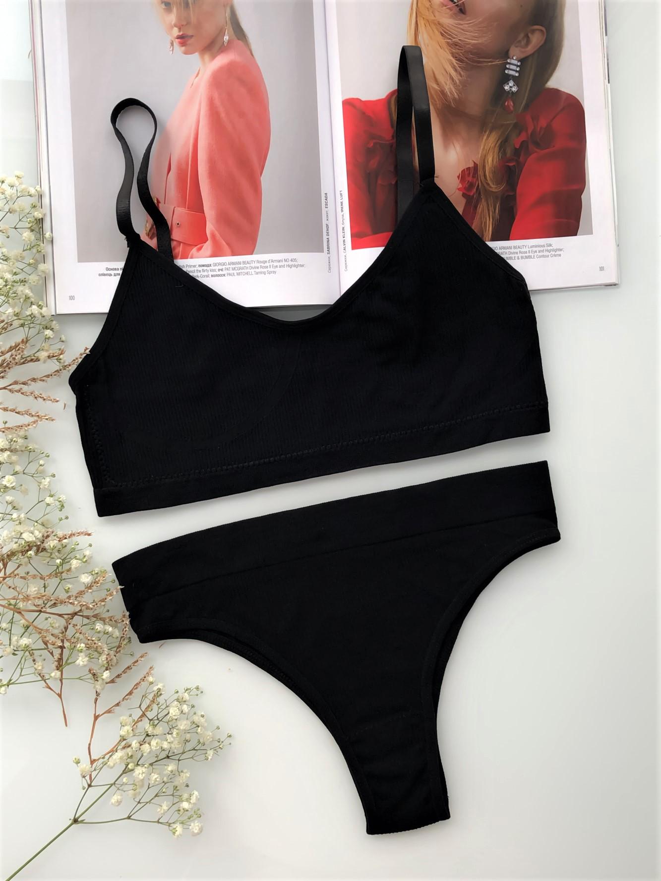 Комплект білизни Without трусики/топ ribbed L Black (L8048750)