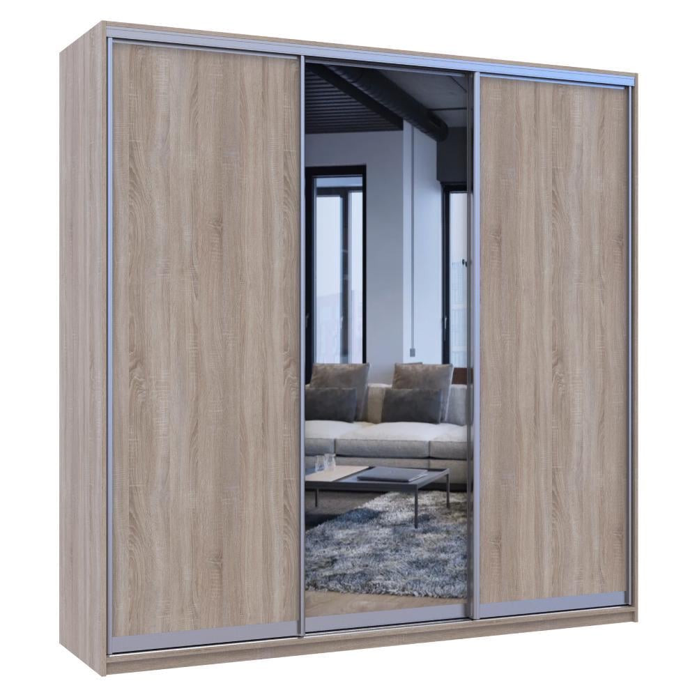 Шкаф-купе трехдверный Doros Сити Лайт 1 зеркало 225х60х225 см Дуб сонома - фото 2 Шкаф-купе трехдверный Doros Сити Лайт 1 зеркало 225х60х225 см Дуб сонома - фото 2