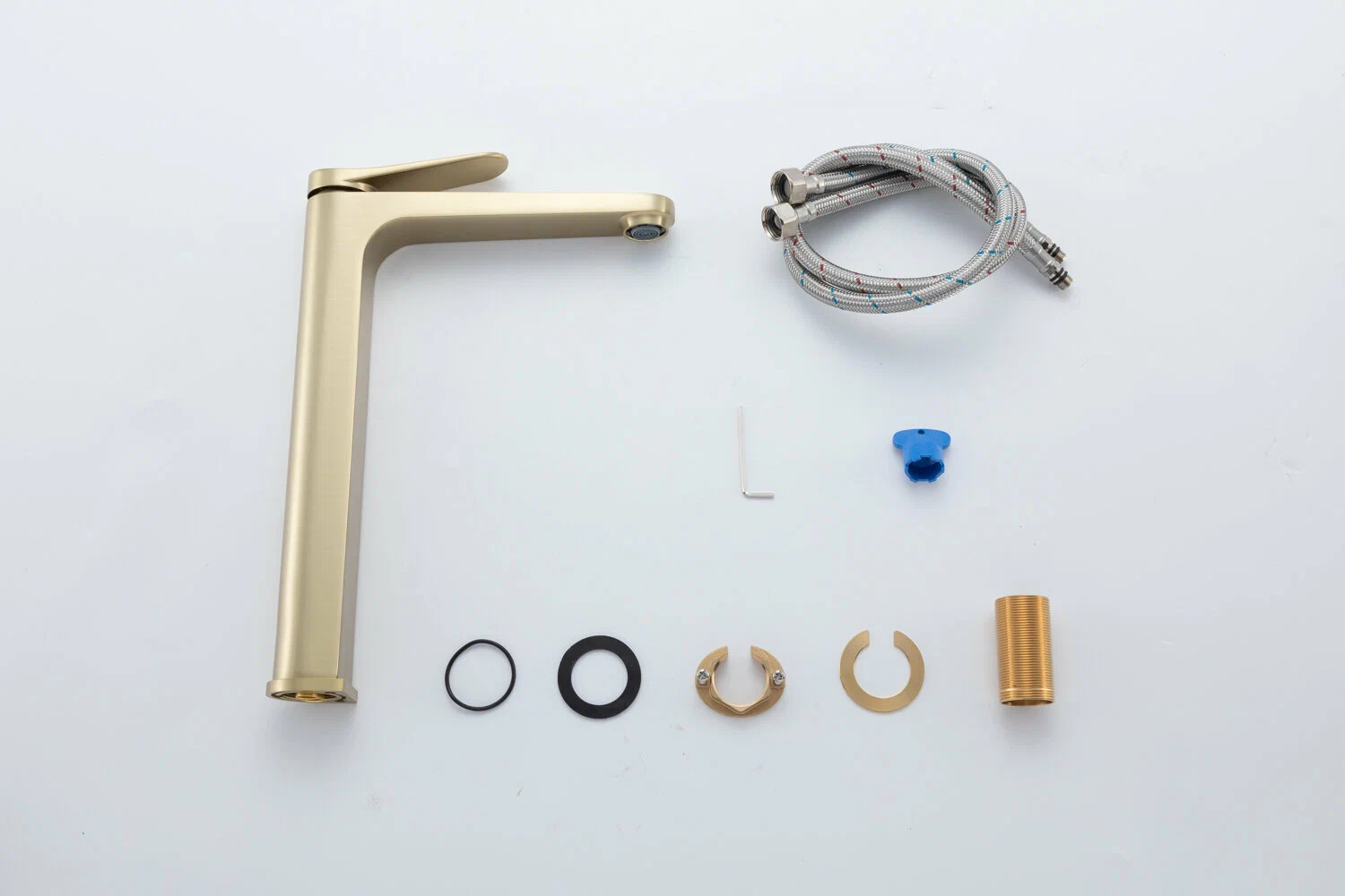 Смеситель для умывальника высокий Gappo G1010-23 Золотой сатин (1055618) - фото 9