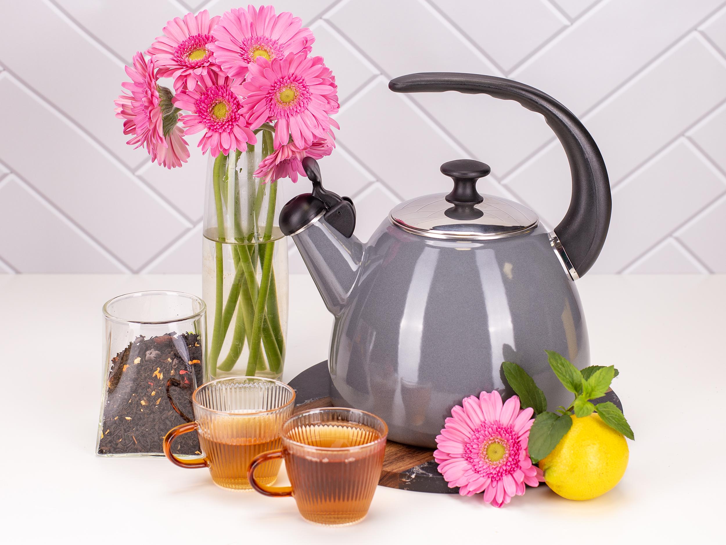 Чайник зі свистком Kamille KM-1040С із емальованої сталі 2,5 л Сірий (150-84-1040С) - фото 6 Чайник зі свистком Kamille KM-1040С із емальованої сталі 2,5 л Сірий (150-84-1040С) - фото 6