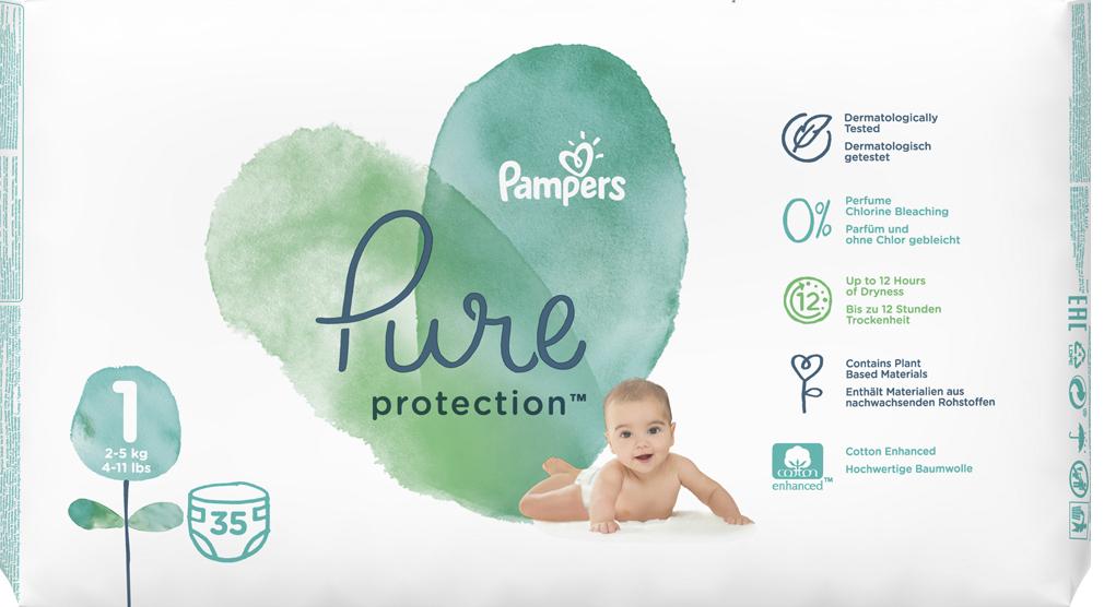 Підгузки Pampers Pure Protection Newborn 1 2-5 кг 35 шт.