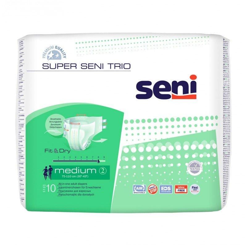 Підгузки для дорослих Super Seni Trio Medium 75-110 см 10 шт. Підгузки для дорослих Super Seni Trio Medium 75-110 см 10 шт.