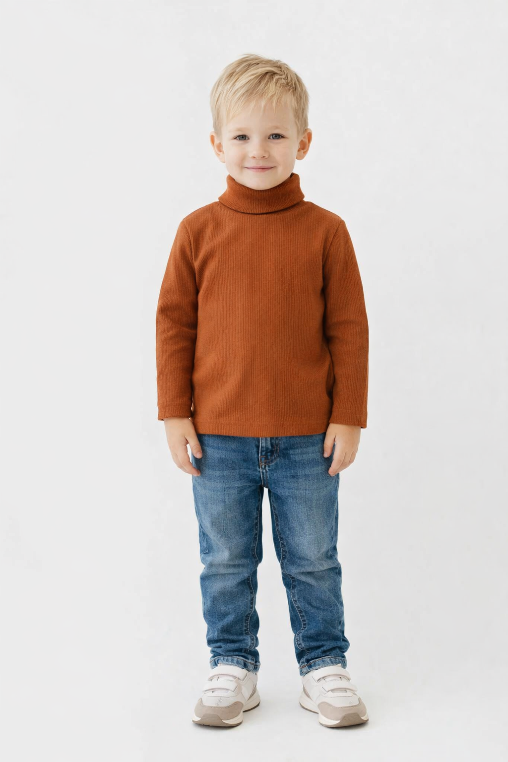 Гольф дитячий в рубчик Тімі текс 110-116 см Охра