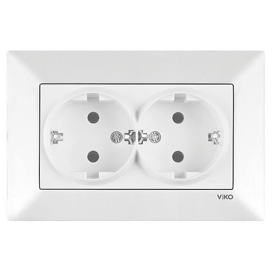 Розетка двомісна Viko Meridian з заземленням Білий (00000012466)