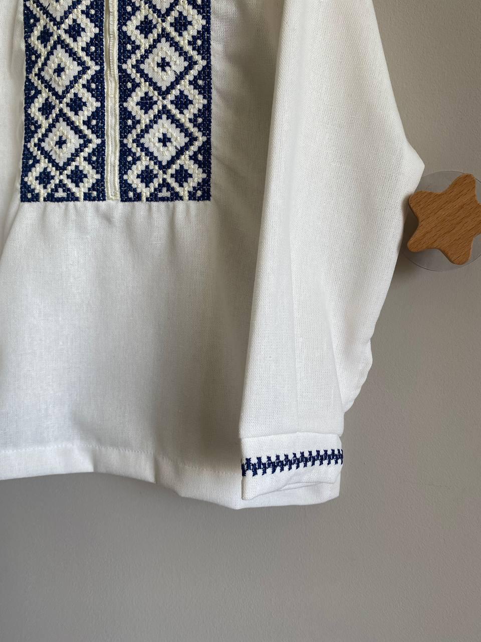 Вышиванка детская для мальчика вышитая нитями Темно-синий - фото 4