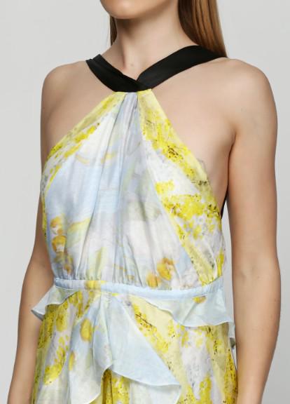 Платье шелковое р. 34 Желто-голубой (4867015wer)