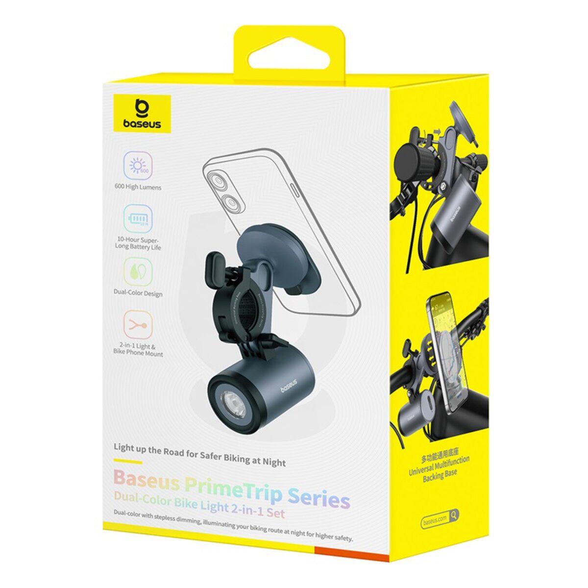 Велотримач для телефона-передня велофара Baseus PrimeTrip Series Dual-Color Bike Light 2в1 Set Cosmic Black (C12569000121-00) - фото 7 Велотримач для телефона-передня велофара Baseus PrimeTrip Series Dual-Color Bike Light 2в1 Set Cosmic Black (C12569000121-00) - фото 7