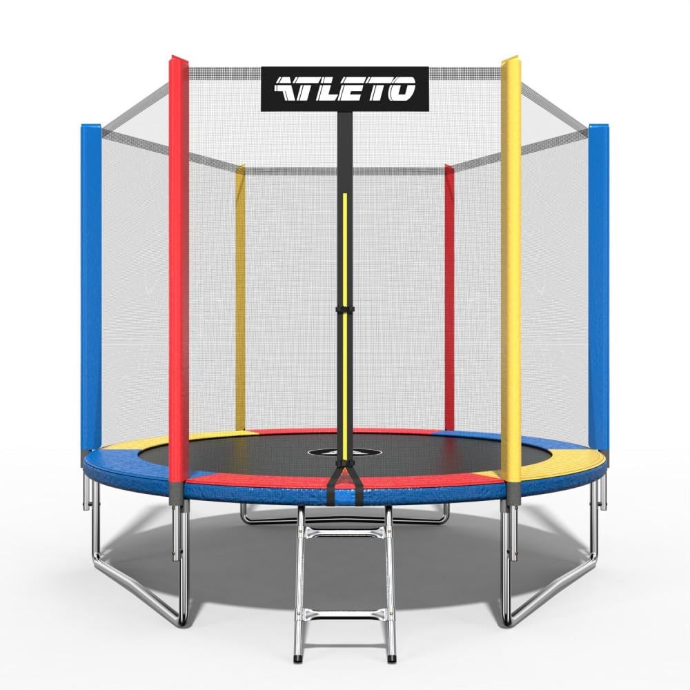 Батут детский Atleto Multikolor с защитной сеткой и лестницей до 50 кг 183 см (SI-A183MULTI)