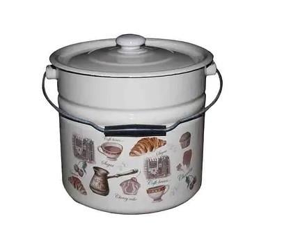 Ведро с крышкой Idilia эмалированное Кафе де шери цилиндрическое 12 л Белый (1224/2)