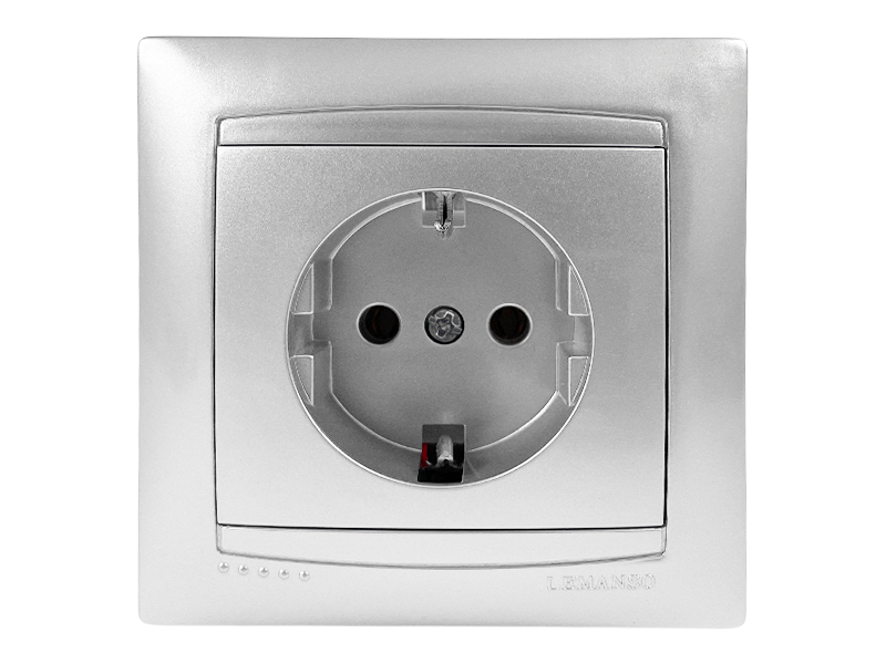 Розетка Lemanso Сакура с заземлением Серебряный (LMR1321)
