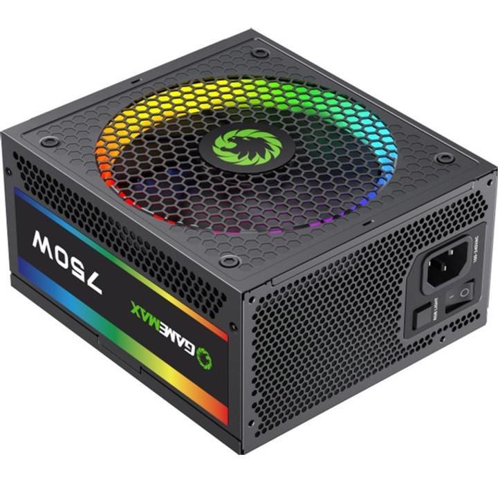 Блок питания 750 Вт, GameMax RGB 750 PRO, черный, модульный, 80+ золотистый, Active PFC, 14 см с ARGB подсветкой, 3xMolex / 8xSATA