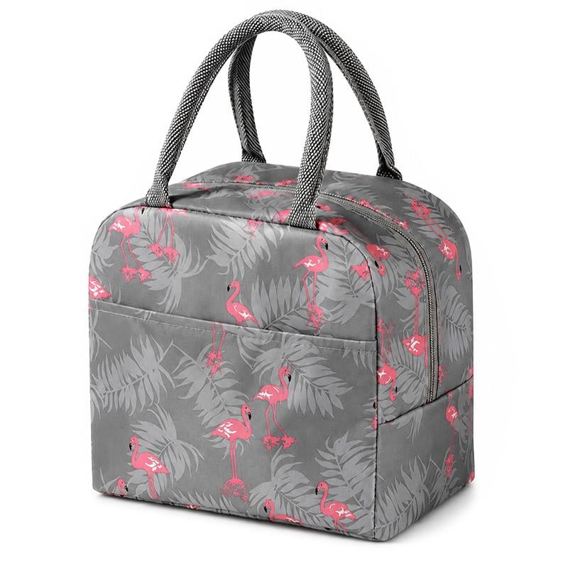 Термосумка для ланча Lesko BBO15 Flamingo на молнии с карманом Grey (36986787)